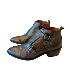 Eric Michael Metallic‎ Leather Monk Strap Ankle Boots Made in Spain  39 (8.5-9)